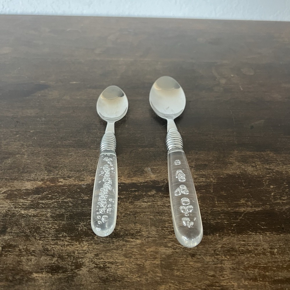 Gibson Stainless 2 Replacement Spoons Clear Acrylic Plastic Bubble‎ Handle